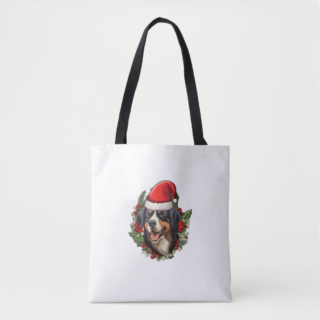 Bolsa Tote Engraçado Natal Bernese Mountain Dog (Frente)