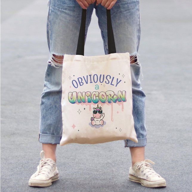 Bolsa Tote Engraçado Obviamente Um Grafite De Kawaii Cute Do  (funny unicorn lover gift for women tote bag with black straps)