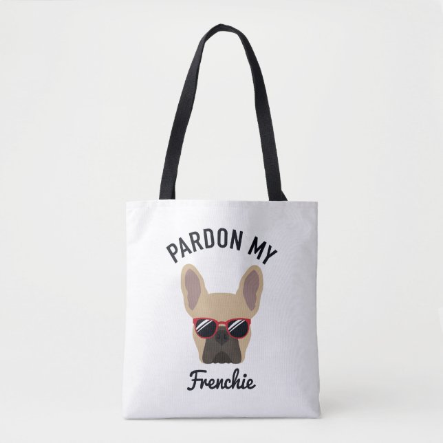 Bolsa Tote Engraçado, Pardon, meu Francês, Luz Falsa, Buldogu (Frente)