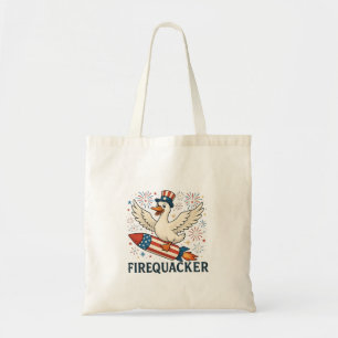Bolsa Tote Engraçado Pato de Borracha EUA Patriótico Firequac