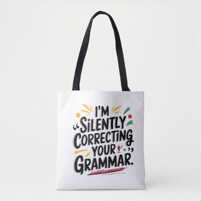 Bolsa Tote Engraçado Professor Inglês: Silencioso Design de G (Frente)