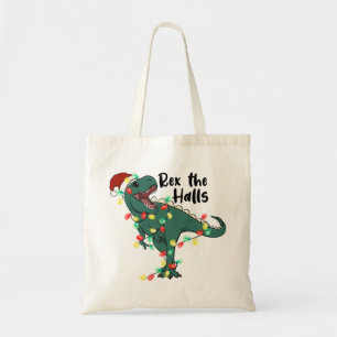 Bolsa Tote Engraçado Rex De Natal Os Halls T-rex