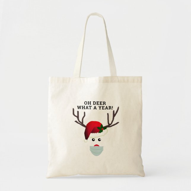 Bolsa Tote Engraçado Rosto de Natal Máscara Vermelha Nose Rei (Frente)