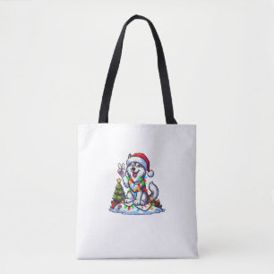 Bolsa Tote Engraçado Rouco de Mão de Paz Luzes de Natal Mulhe
