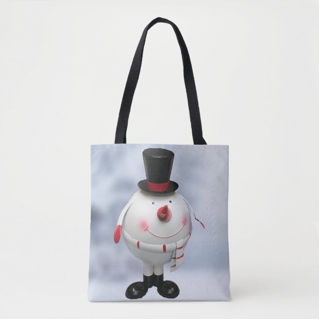Bolsa Tote Engraçado Round Snowman Natal (Frente)