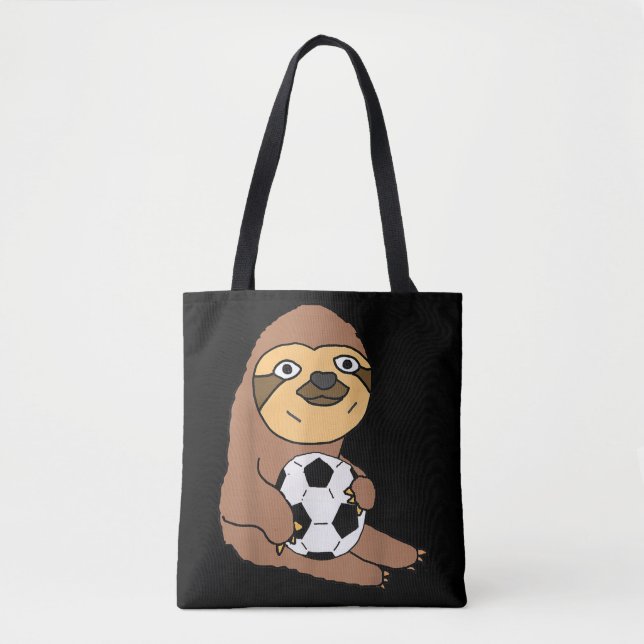 Bolsa Tote Engraçado Sloth Jogando Futebol (Frente)