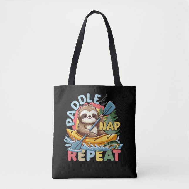 Bolsa Tote Engraçado Sloth Outdoor - Kayaking Sloth (Frente)