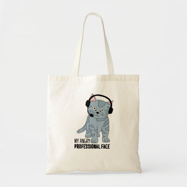 Bolsa Tote Engraçado Sorrindo Gato Profissional Epic Sarcásti (Frente)