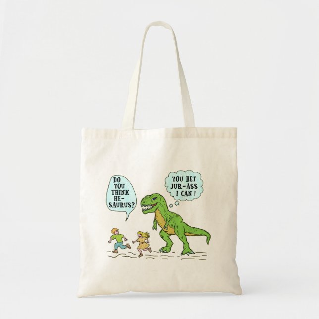 Bolsa Tote Engraçado T Rex Dinossaur Jurassic Pun Humorístico (Frente)