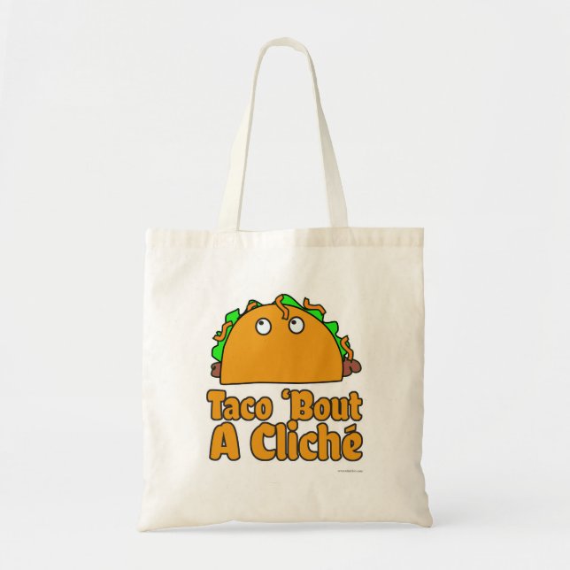 Bolsa Tote Engraçado Taco Humor Cartoon Cliche Design (Frente)