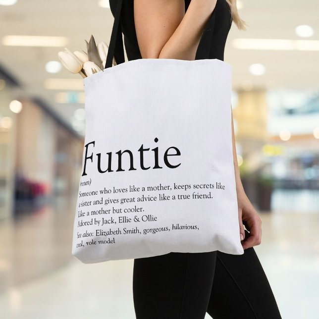Bolsa Tote Engraçado, tia, titia Definição, Diversão Moderna (Funtie Aunt Auntie Definition Modern Fun Tote Bag)