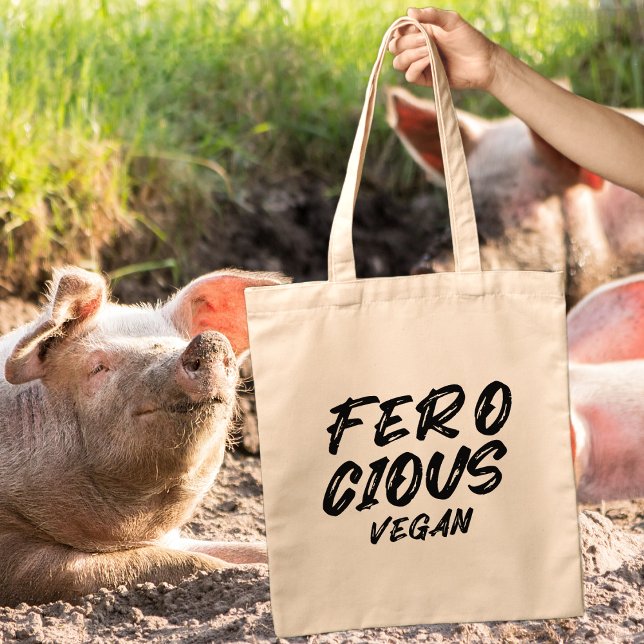 Bolsa Tote Engraçado Vegan Feroz, Minimalista (Criador carregado)