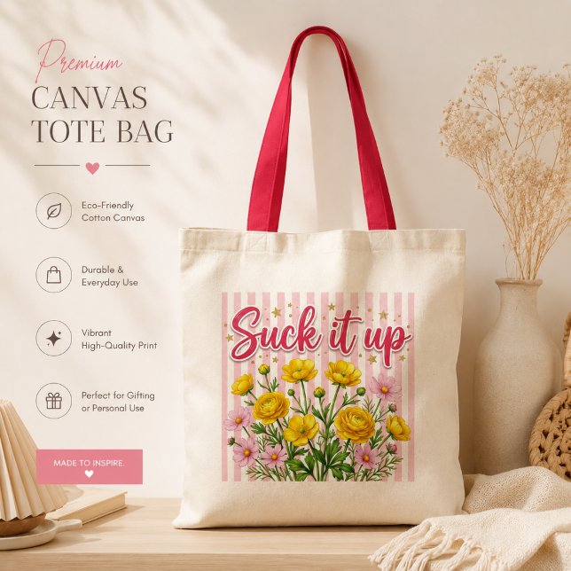Bolsa Tote Engula Isso Floral Rosa Bonito Saco de Compras  (Criador carregado)