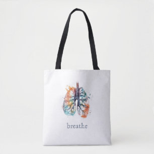 Bolsa Tote Enraizado na Respiração Aquarela Pulmões Personali