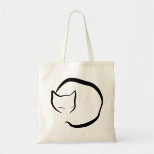 Bolsa Tote Ensaque com um gato do sono em quatro linhas