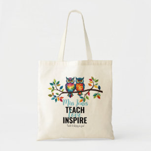 Bolsa Tote Ensinar amor inspira obrigados de coruja por me aj