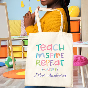 Bolsa Tote Ensine Inspire Repita Diversão Presente de Profess