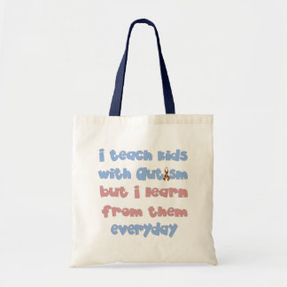 Bolsa Tote Ensine miúdos com autismo - fita da consciência