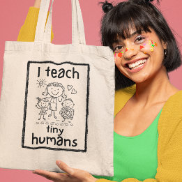 Bolsa Tote Ensine Pequenos Humanos Professor de Jardim de Inf