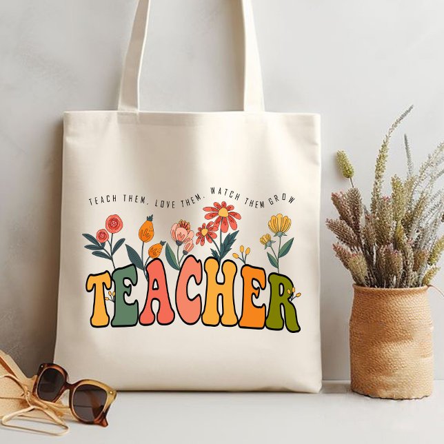 Bolsa Tote Ensinem-Os A Amar-Os A Observá-Los Crescer. (teach them,love them, watch them grow Tote bag,teacher gift,teacher appreciation gifts,teachers gift)