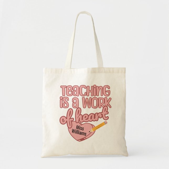 Bolsa Tote Ensino é uma obra de apreciação de professor de co (Frente)