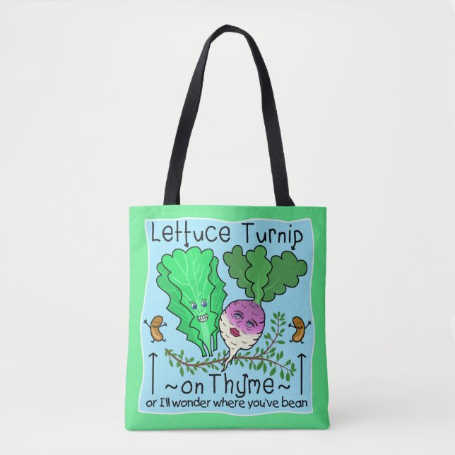 Bolsa Tote Ensino Elementar de Alface Funny Vegetable Pun (Frente)