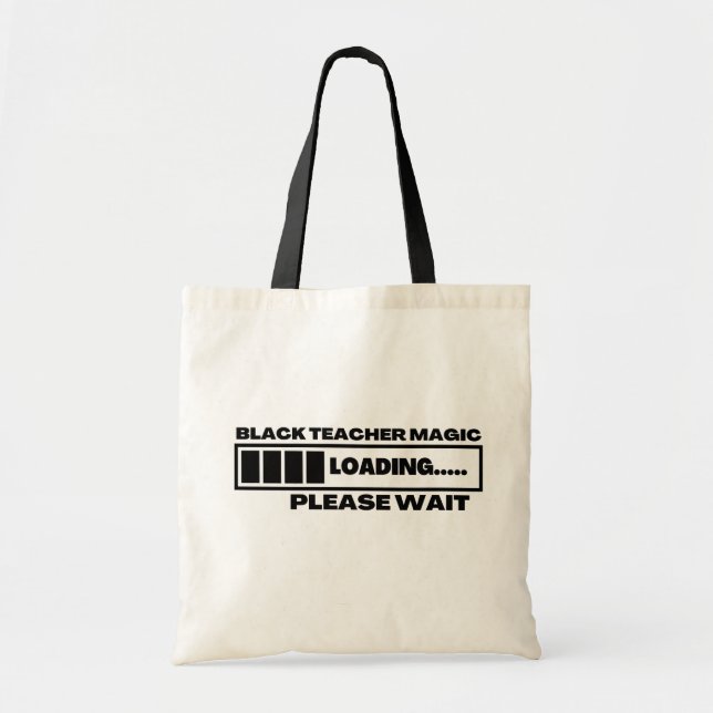 Bolsa Tote Ensino Negro Carregando Magia Aguarde Saco (Frente)