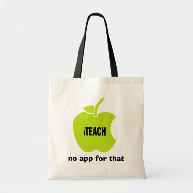 Bolsa Tote Ensino. Nenhum aplicativo para isso. Verde Maçã (Frente)
