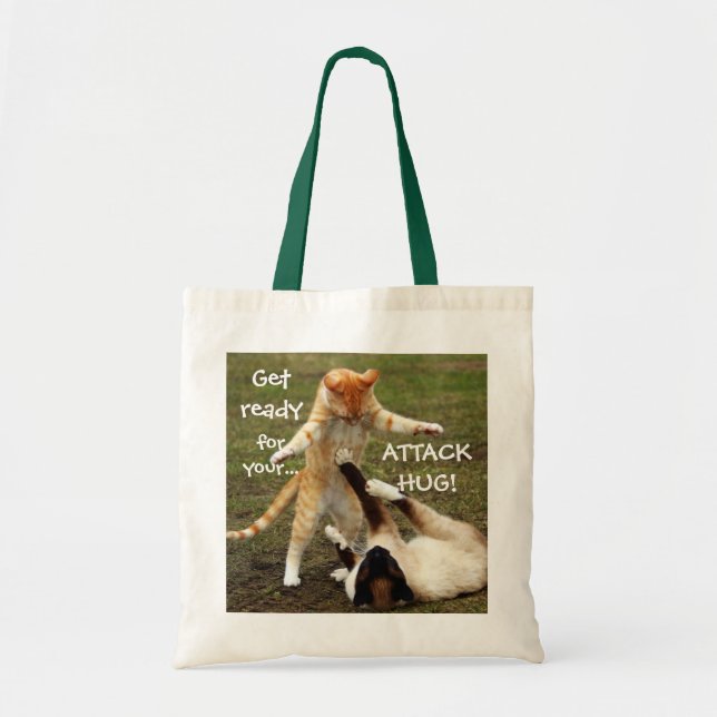 Bolsa Tote Entaque de Captura de Gatos Engraçado (Frente)