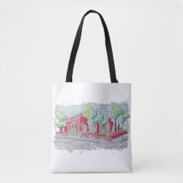 Bolsa Tote Entrada Histórica de Tijolo Vermelho