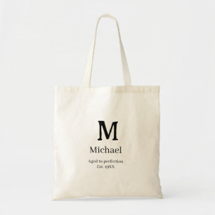 Bolsa Tote Envelhecido à perfeição est. 19XX monograma letra