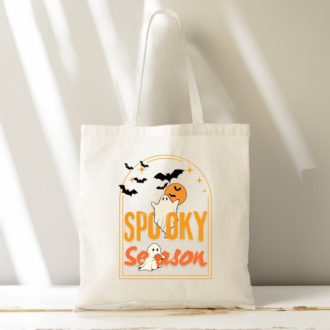 Bolsa Tote Época assustadora retro presentes no Halloween (Spooky season vintage retro Halloween arch cute ghosts pumpkin Tote Bag Halloween  gifts for her )