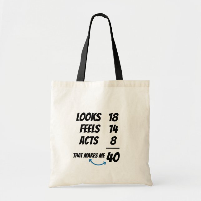 Bolsa Tote Equação de Idade Personalizada Piada de Aniversári (Frente)