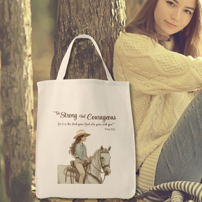 Bolsa Tote Equinos e Cowgirl Inspiracionais (Criador carregado)
