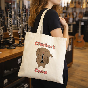 Bolsa Tote Equipe de Clarinete Fofa Cachorrinho Marrom