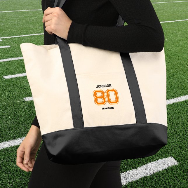 Bolsa Tote Equipe de Esportes Laranja Nome Personalizado Equi (Criador carregado)