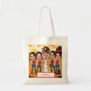 Bolsa Tote Equipe de Noiva Caricatura em Botas de Cowboy