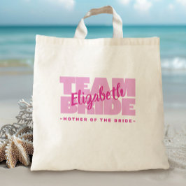 Bolsa Tote Equipe de Noiva Mãe da Noiva Nome Rosa Retro
