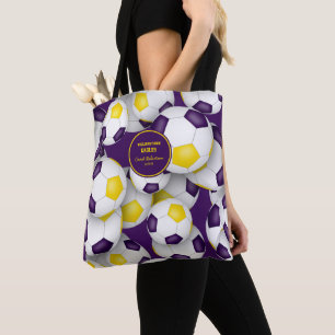 Bolsa Tote equipe de ouro roxo colorido treinador de futebol