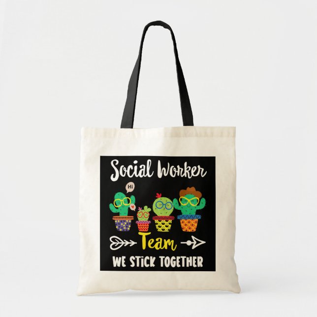 Bolsa Tote Equipe do assistente social Engraçado Cactus Creat (Frente)