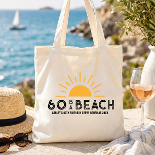 Bolsa Tote Equipe do pôr do sol retrô na praia 60º 70º aniver