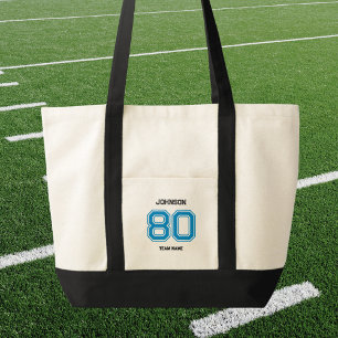 Bolsa Tote Equipe Esportiva Azul de Nome Personalizado Equipe