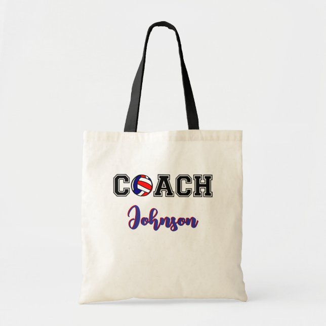 Bolsa Tote Equipe personalizada de treinador de vôlei (Frente)
