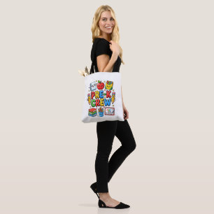 Bolsa Tote Equipe Pré K Fofa Primeiro Dia de Escola Estudante