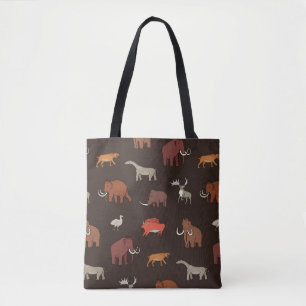 Bolsa Tote Era Mamute: Padrão Temático Pré-Histórico.
