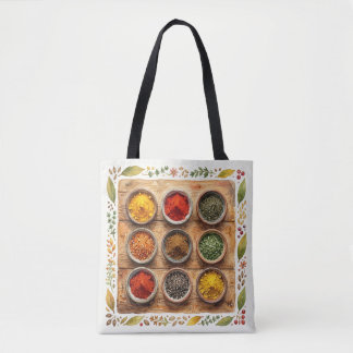 Bolsa Tote Ervas e Especiarias Rústicas em Aquarela
