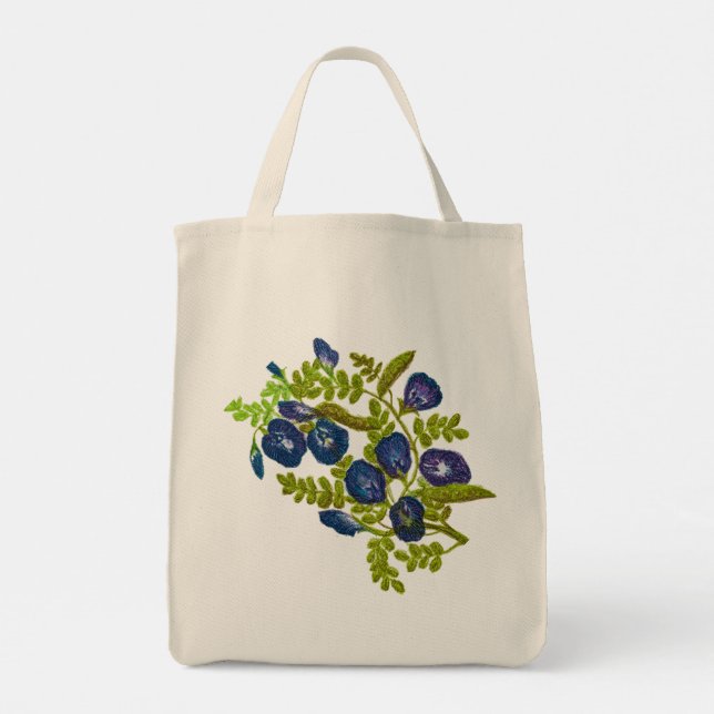 Bolsa Tote ervilha-borboleta azul (Verso)