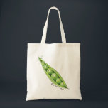 Bolsa Tote Ervilhas doces e bonitas num trocadilho de legumes<br><div class="desc">Kawaii e ilustração engraçada de ervilhas doces verdes em uma cápsula com expressões bonitinhas. O texto do lado diz "calça-ervilha".</div>