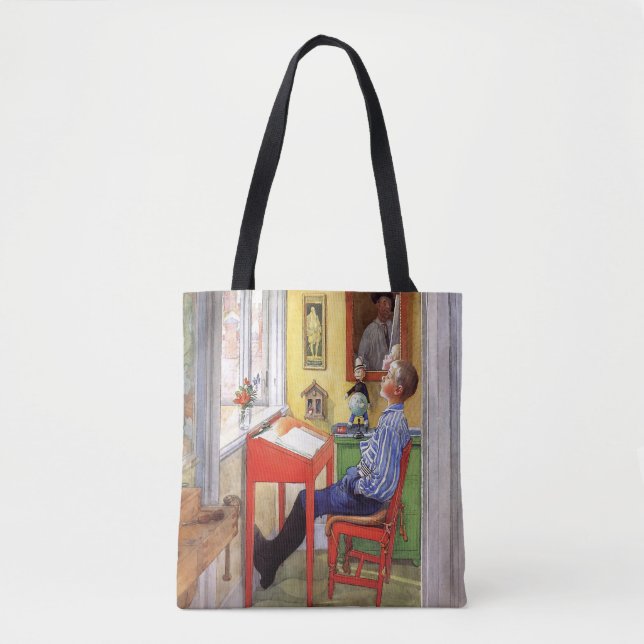 Bolsa Tote Esbjorn Fazendo Seu Dever de Casa por Carl Larsson (Frente)