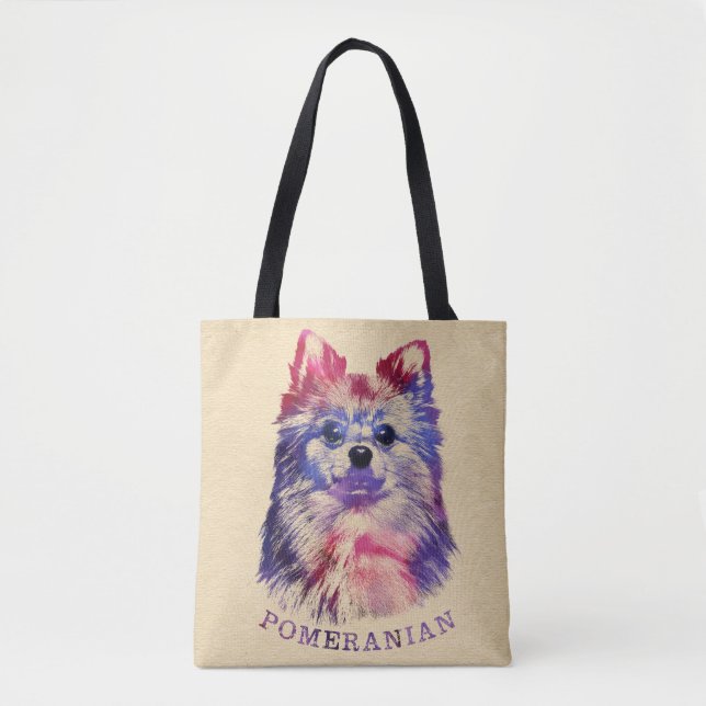 Bolsa Tote Esboço alemão bonito do Spitz de Pomeranian (Frente)